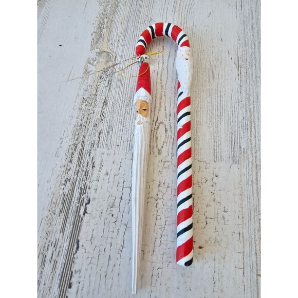 Vintage Santa candy cane icicle ornament set - Picture 1 of 9